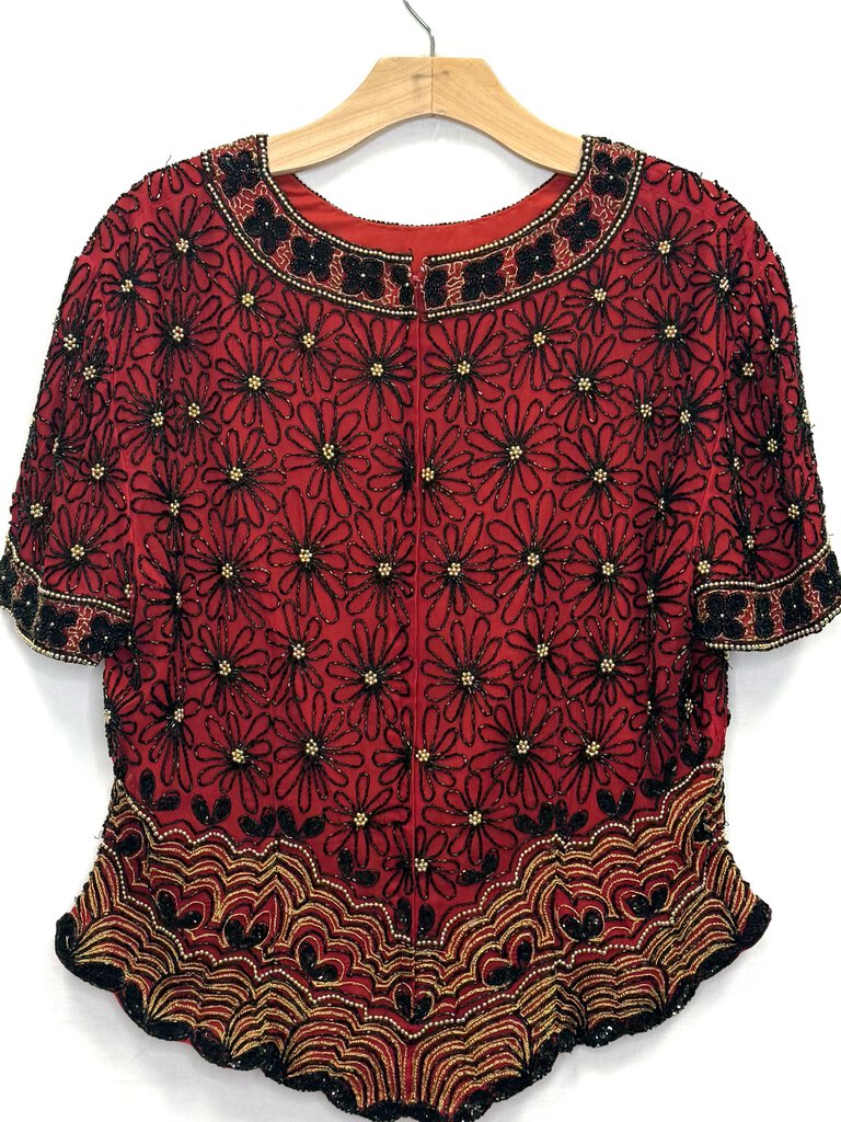 Papell Boutique Beaded Top 100% SILK