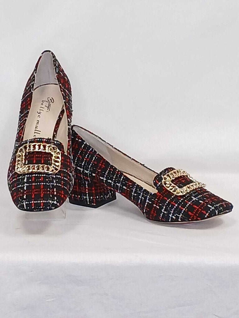 Bettye Muller Plaid Block Heel Loafers