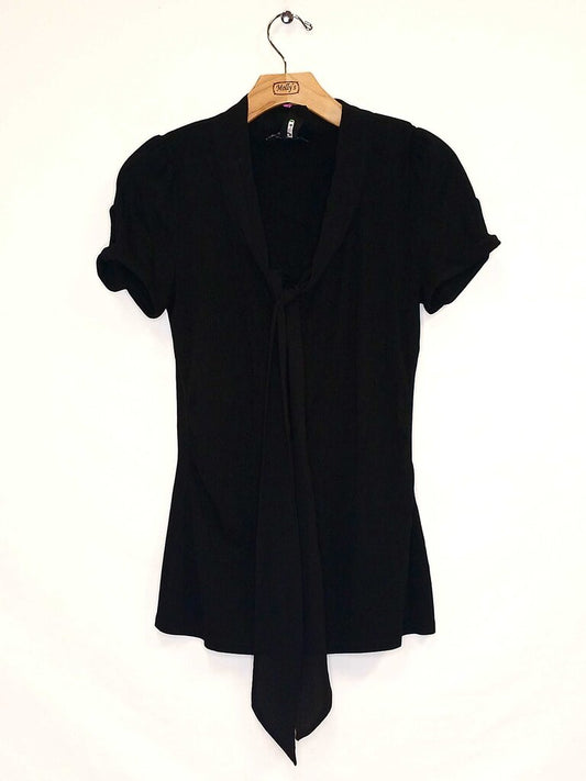 White House Black Market Short Sleeve Tie Neck Top