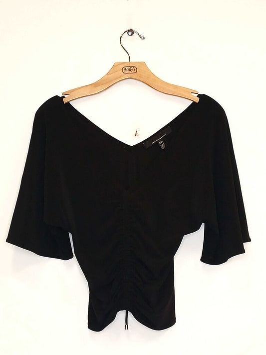 White House Black Market V Neck Scrunch Top