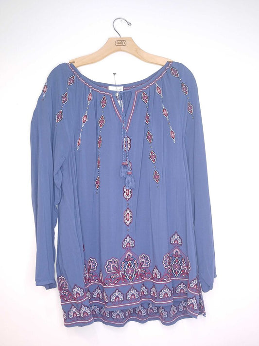 J Jill Long Sleeve Embroidered Top