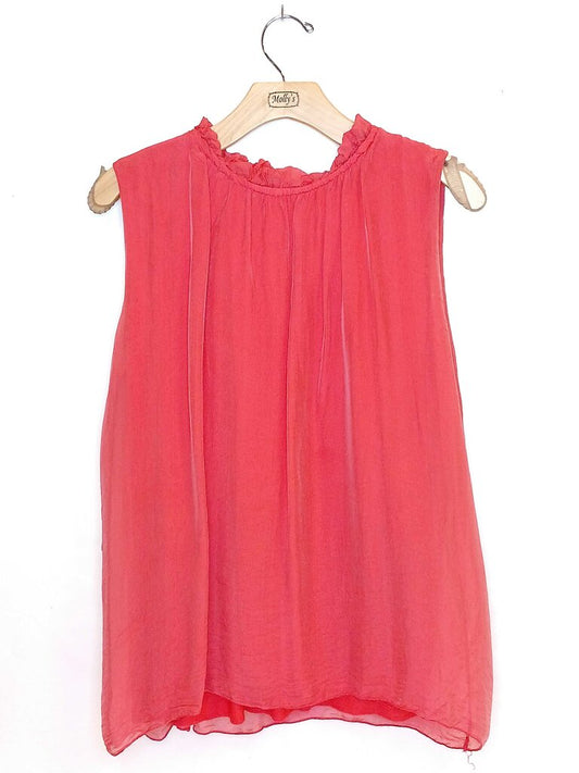 Gigi Moda 100% Silk Sleeveless Flowy Blouse