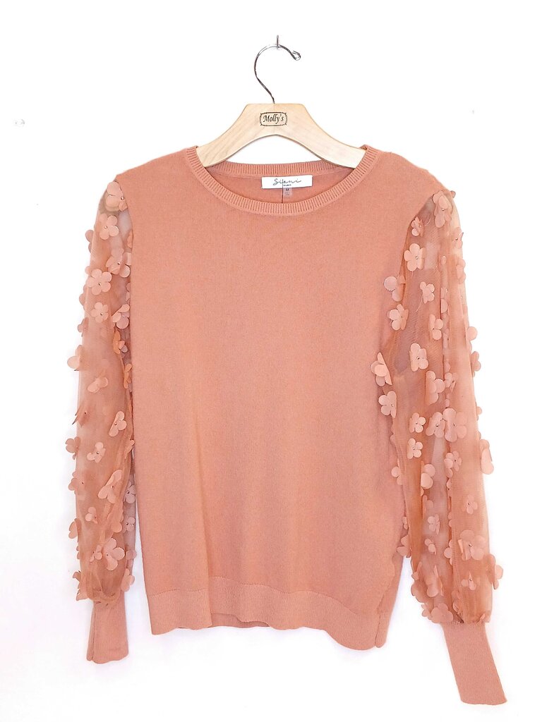 Giani Milano Mesh Floral Sleeves Top
