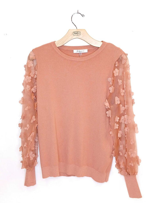 Giani Milano Mesh Floral Sleeves Top