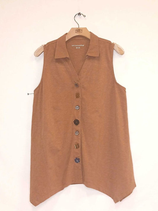 Soft Surroundings Sleeveless Button Up Top
