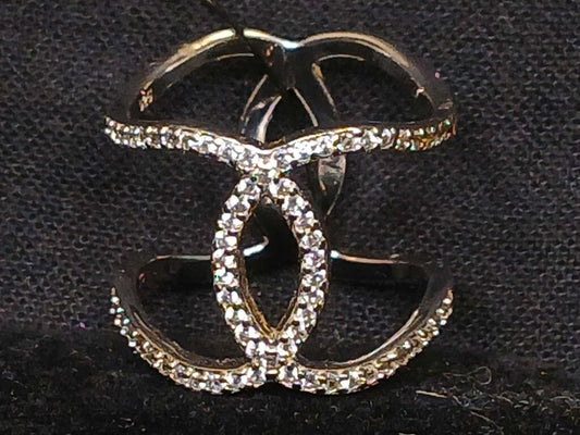 All Brand Sterling Cubic Zircon Interlocking DBL Ring