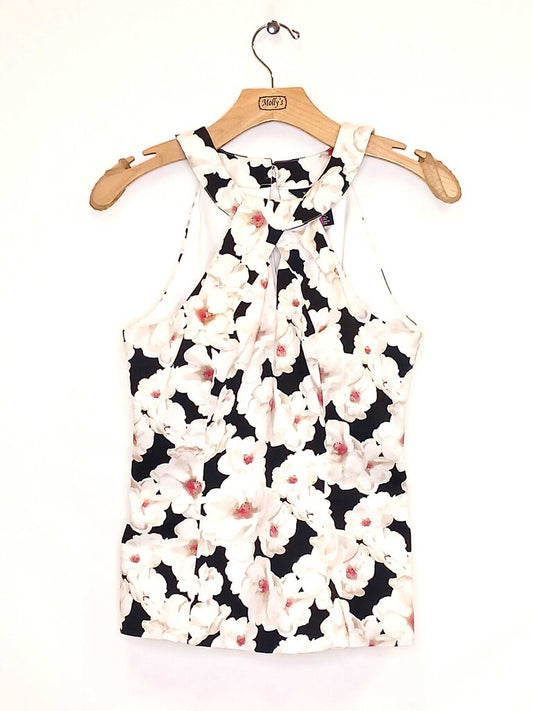 White House Black Market Sleeveless Floral High Neck Top