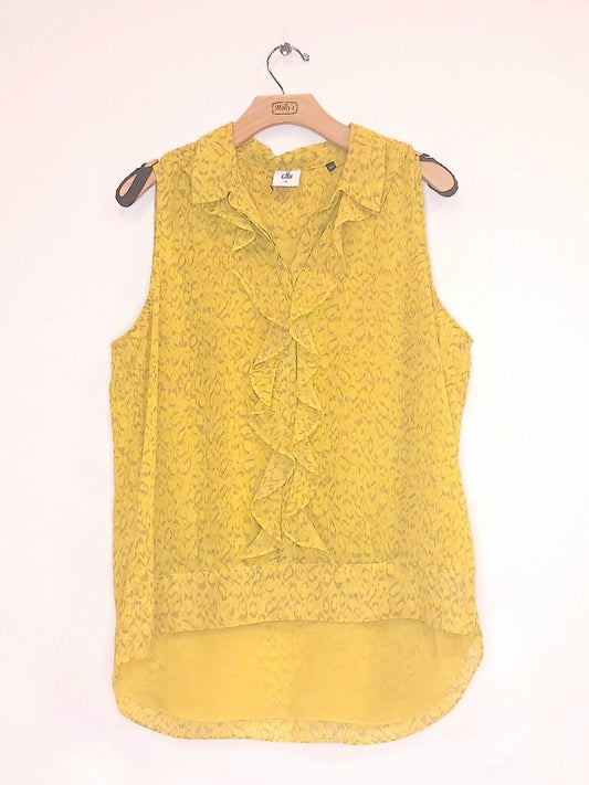 Cabi Sleeveless Button Down Ruffle Top