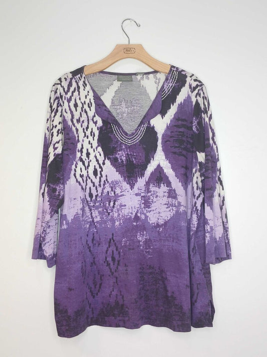 V Neck Cropped Sleeve Top