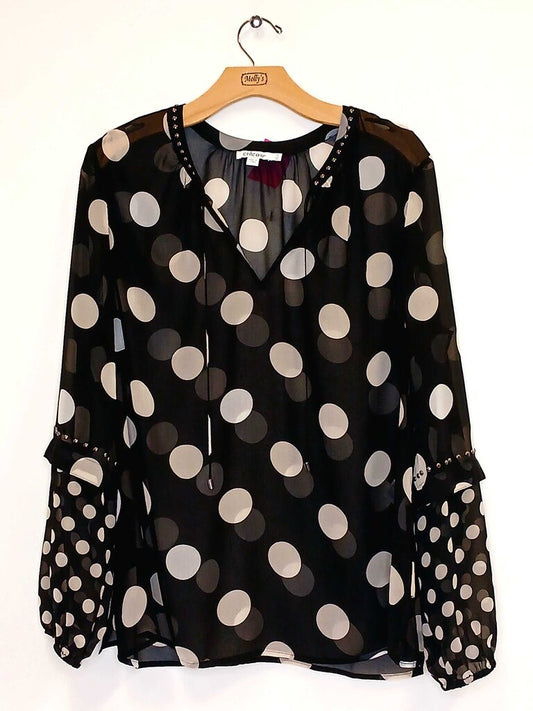 Chicos Sheer Polka Dot Blouse