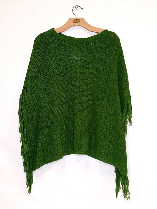 Chicos Crocheted Fringe Poncho