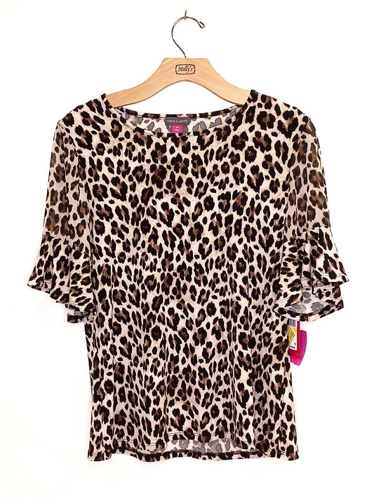 Vince Camuto Short Sleeve Cheetah Print Top