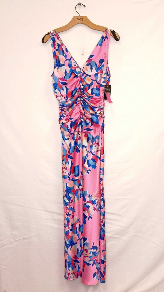 Sleeveless V Neck Long Patterned Dress