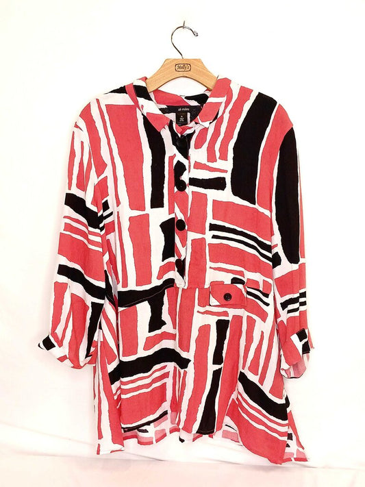 Ali Miles Patterned Long Sleeve Button Down