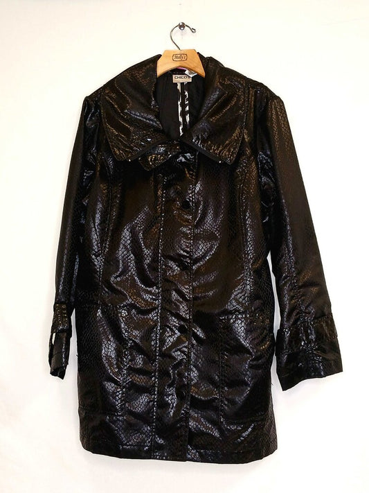 Chicos Long Sleeve Button Down Hoodless Jacket