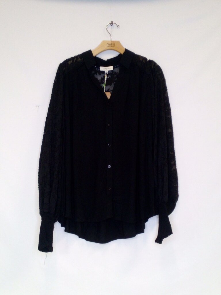 Umgee Sheer Lace Sleeve Button Down