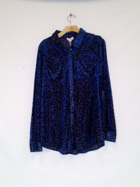 Umgee Long Sleeve Velvet Cheetah Print Button Down