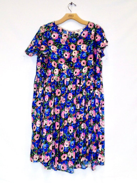 Umgee Floral Flutter Sleeve Mid Length Dress