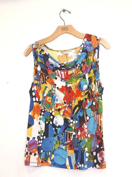 Peter Nygard Patterned Sleeveless Cow Neck Blouse