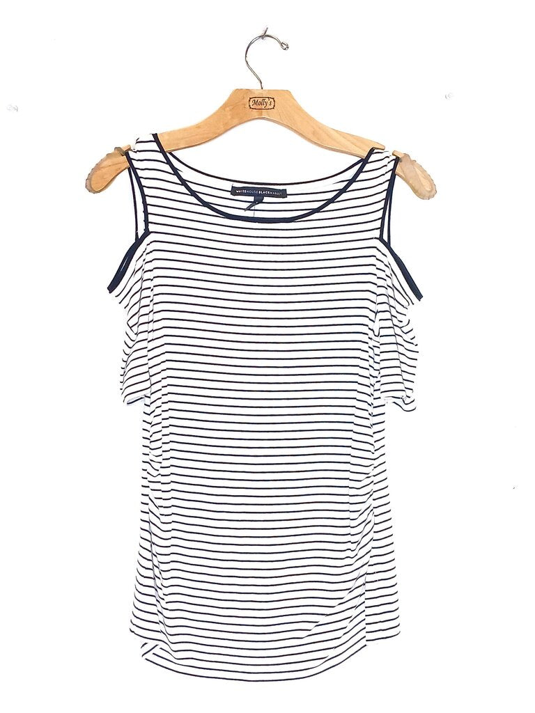 White House Black Market Striped Cold Shoulder Top
