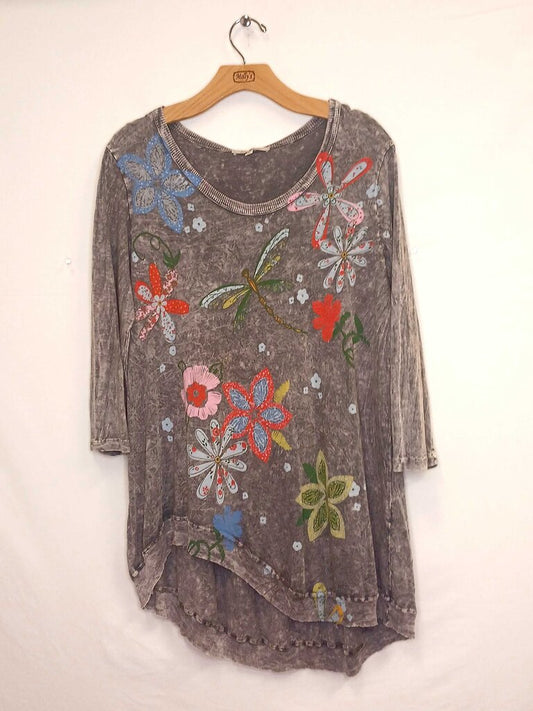 Cropped Sleeve Floral Tunic