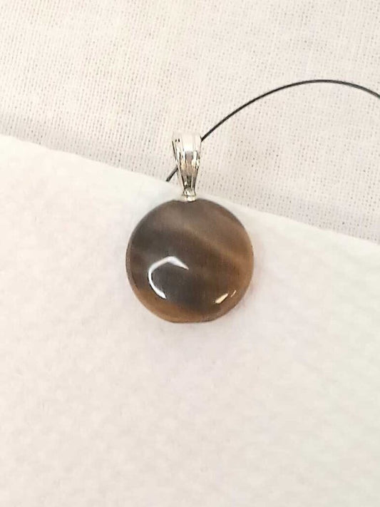 Tigers Eye Small Disc Shaped Pendent
