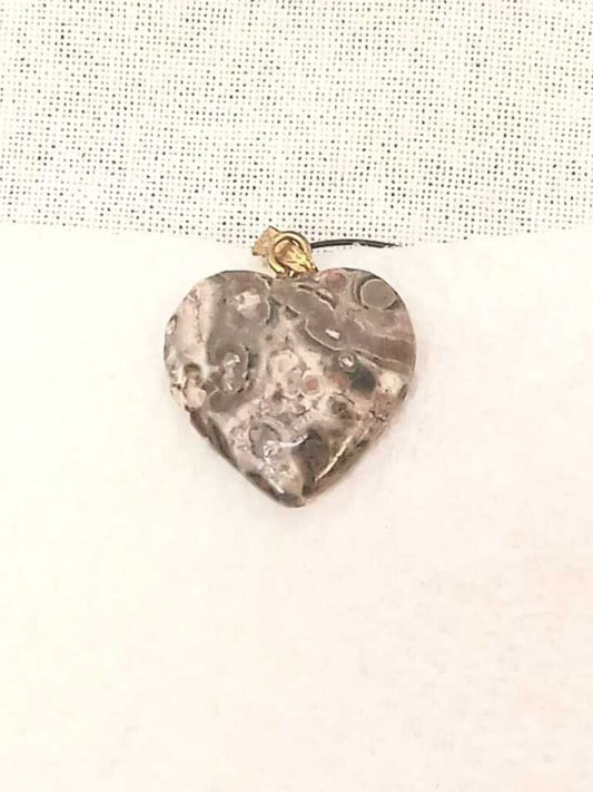 Polished Rhyolite Small Heart Shaped Pendent