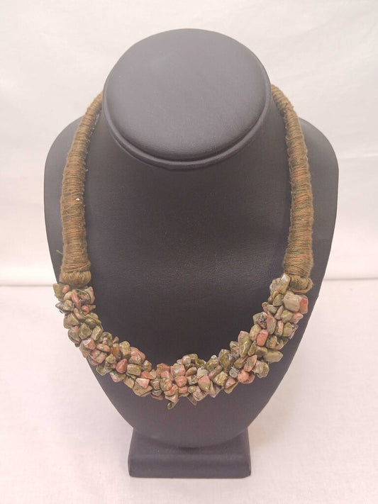 All Brand Unakite Jasper Stone Necklace