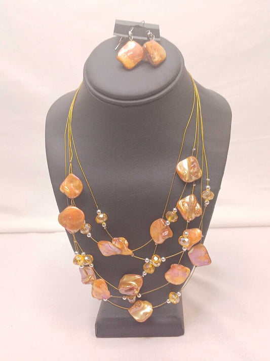 All Brand Multi String Pearl Necklace and Earings