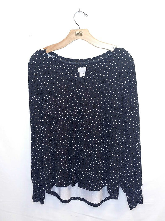 Chicos Puff Sleeve Polka Dot Top