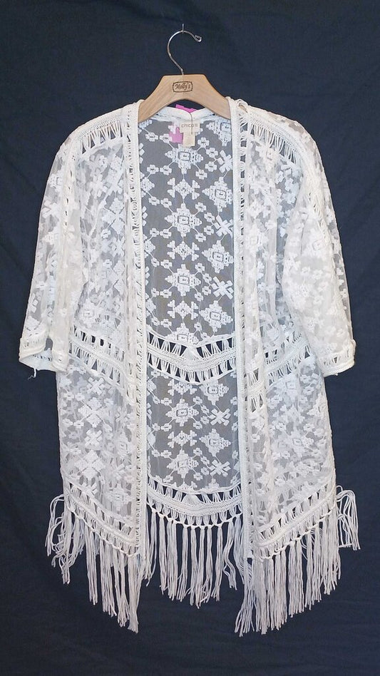 Chicos Lace and Tassel Cardigan