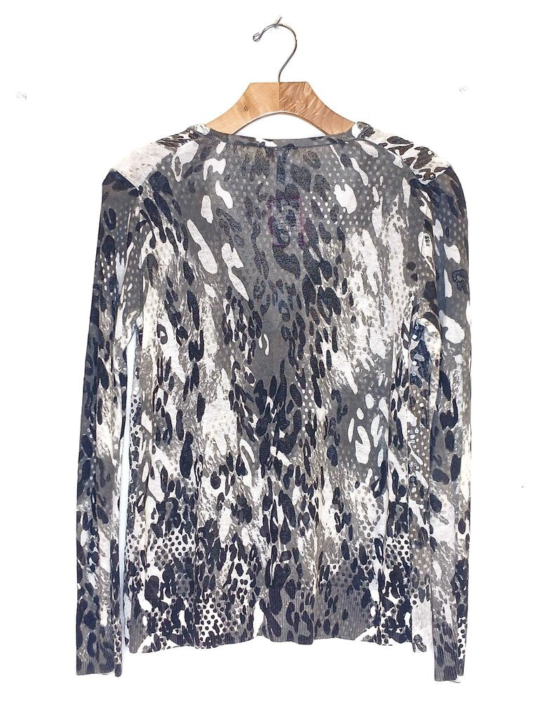 Chicos Long Sleeve Patterned Sequence Leapord Print