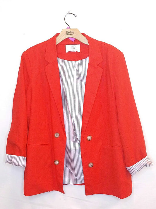 Halston Button Up 3/4 Sleeve Blazer