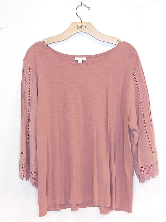 J Jill Lace Trim Sleeved Top