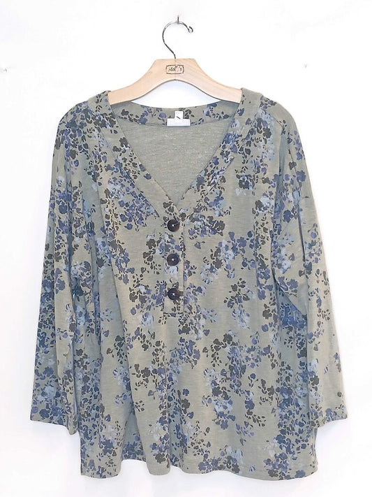 J Jill Floral False Button Top