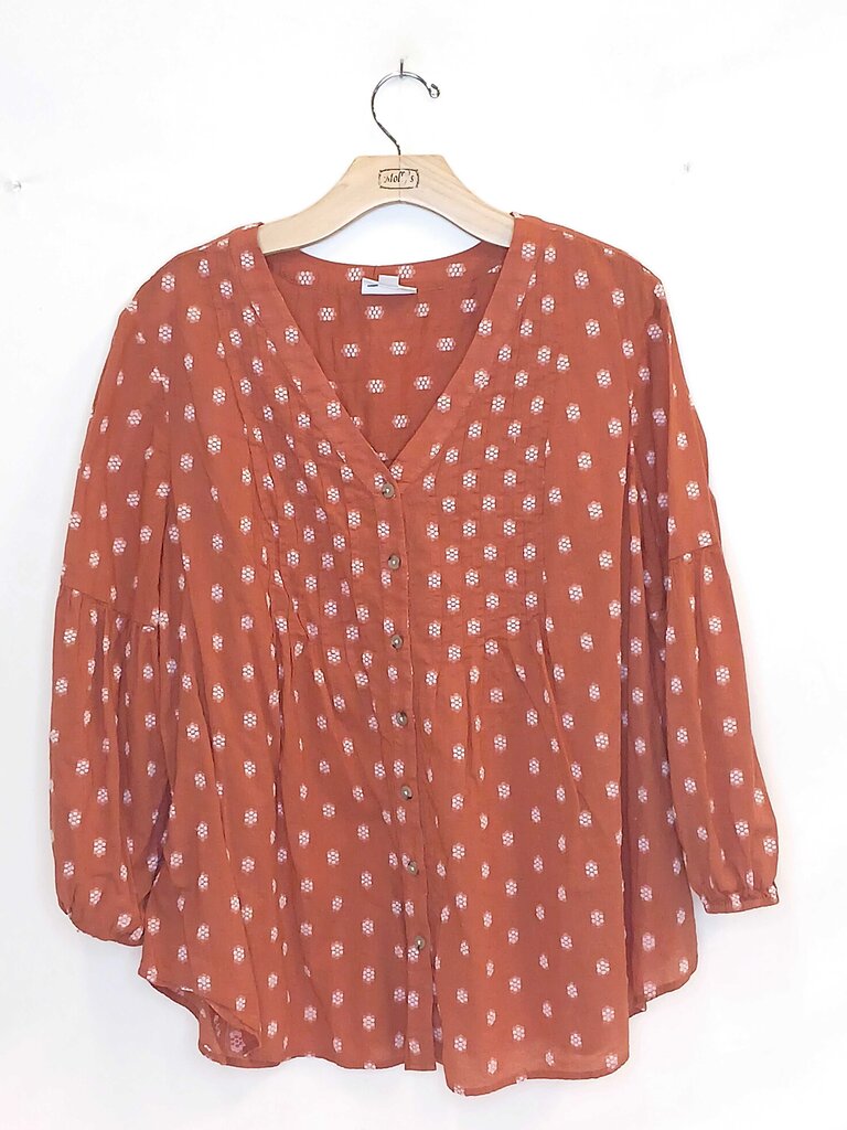 Cotton Bleu Patterned Long Sleeve Blouse