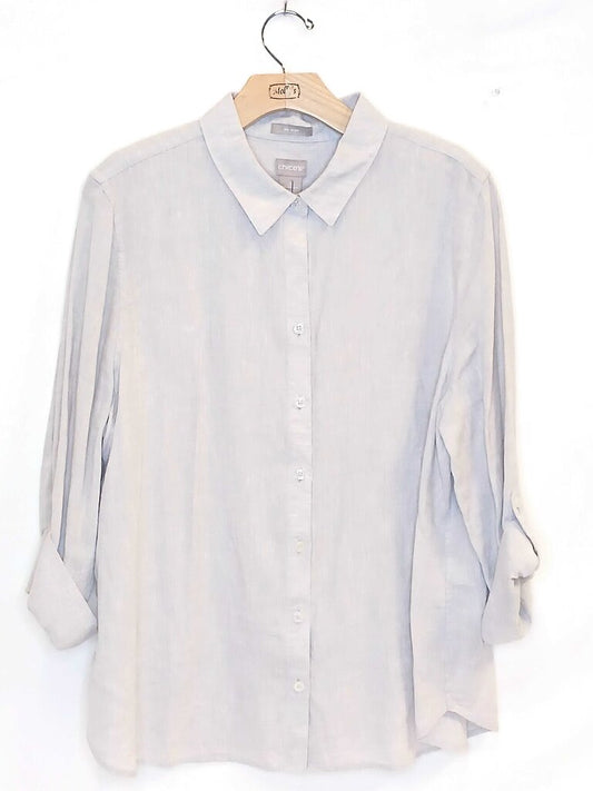 Chicos Linen Non Iron Long sleeve Button up