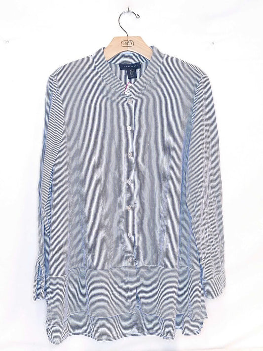 Tahari Striped Long Sleeve Button Up