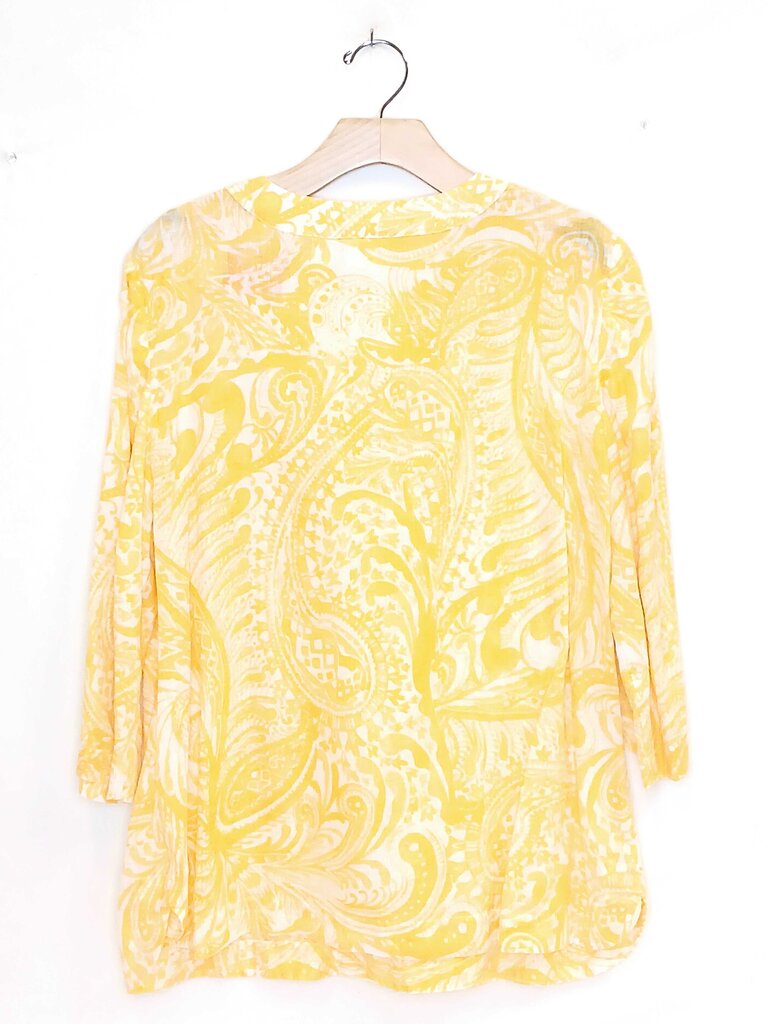 Chicos 100% Linen Patterned Long Sleeve