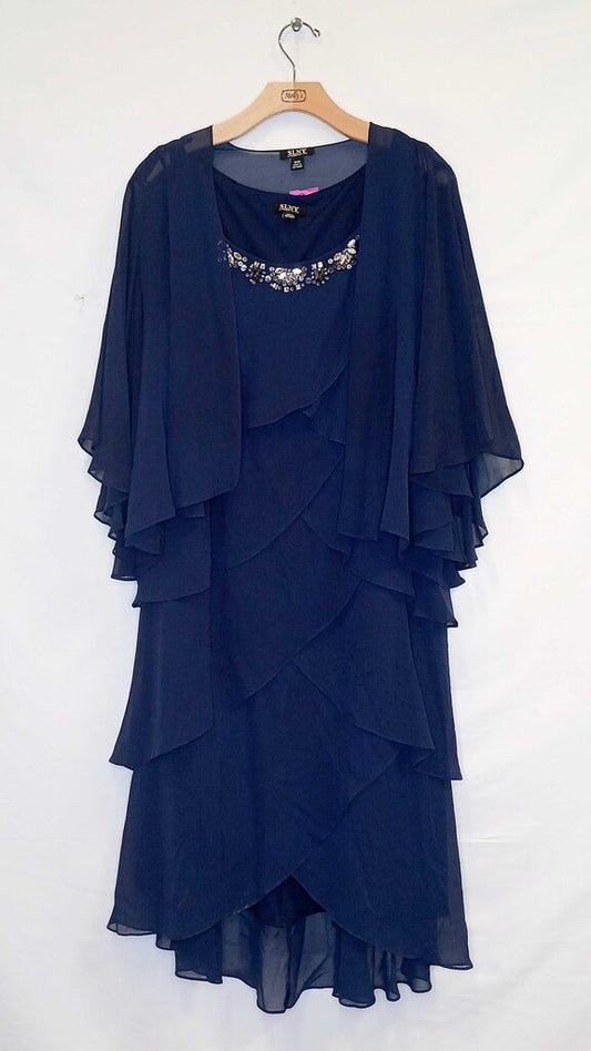 SLNY Ruffled Dress With Cover Up