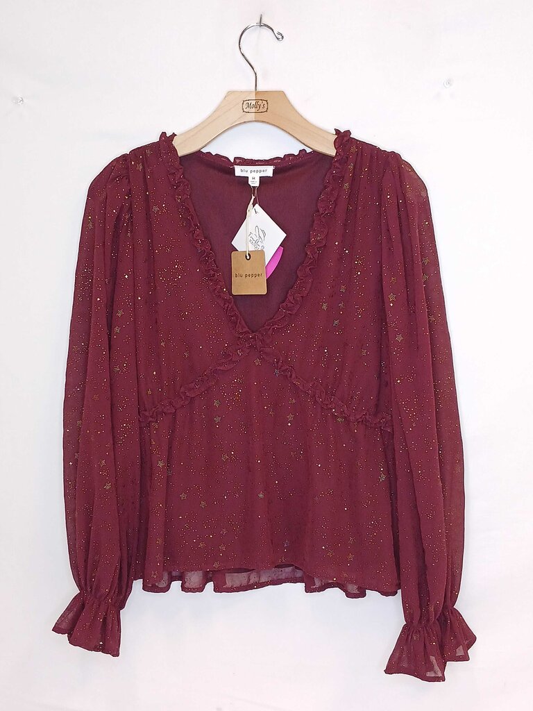 Blu Pepper Star Patterned Flowy Blouse