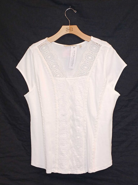 Soft Surounding Lace Front Short Sleeve Top