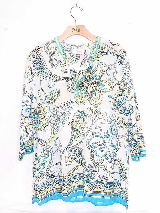 Chicos Beaded Collar Top