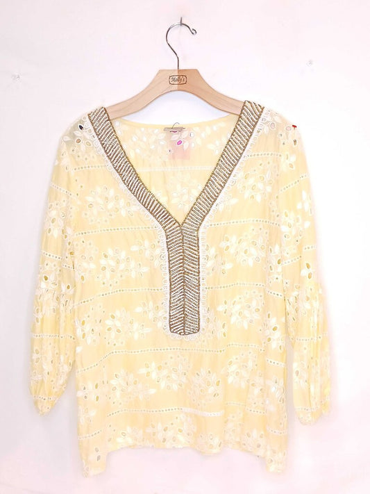 Chicos Beaded Collar Top
