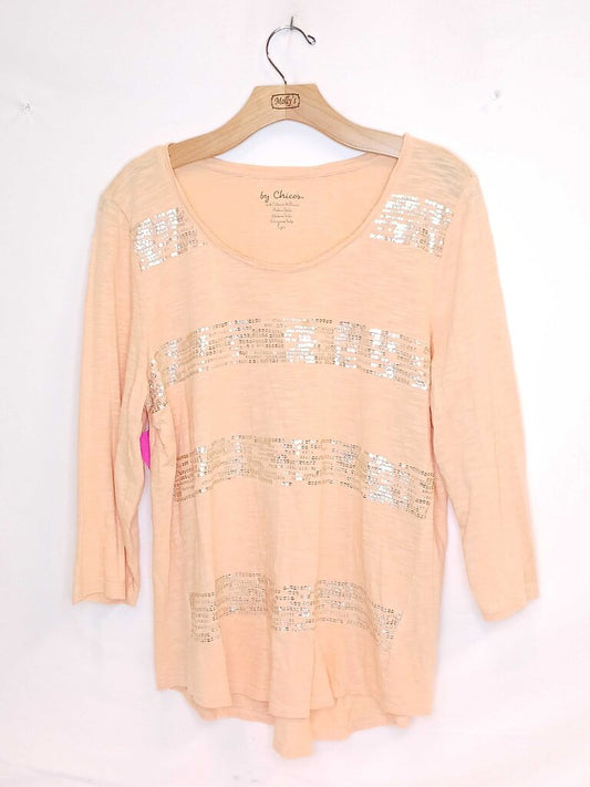 Chicos 3/4 Sleeve Sequin Shirt
