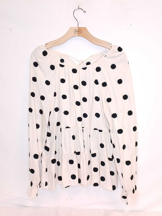 Blu Pepper Fuzzy Polka Dot Blouse