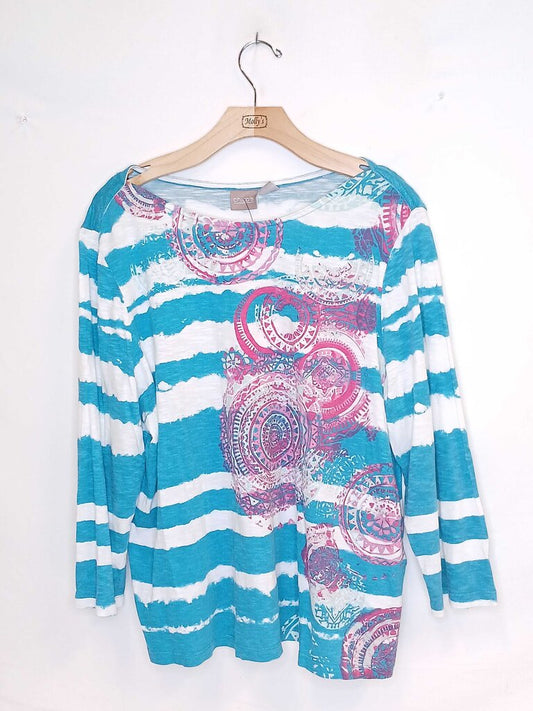 Chicos Sleeve Striped Shirt