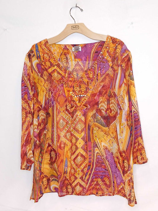 Chicos 3/4 Sleeve Beaded Shirt