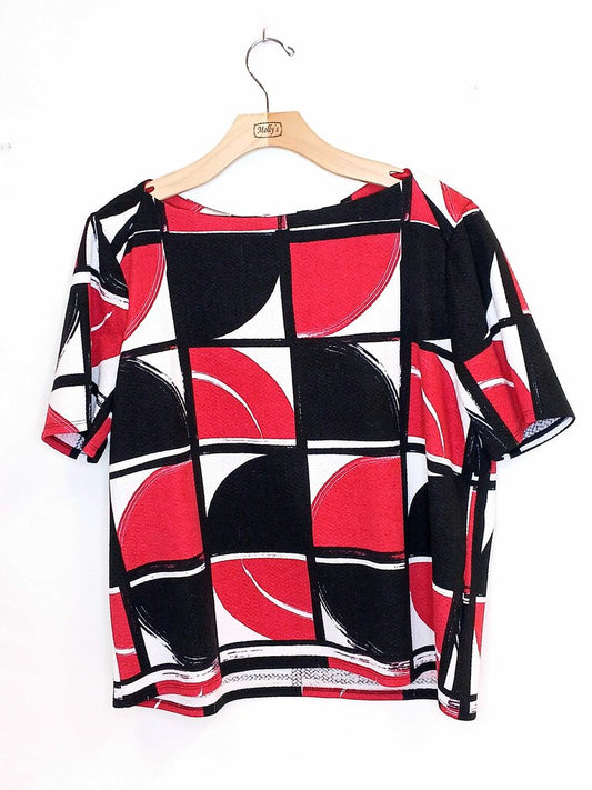 Chicos Short Sleeve Geometric Patterned Top