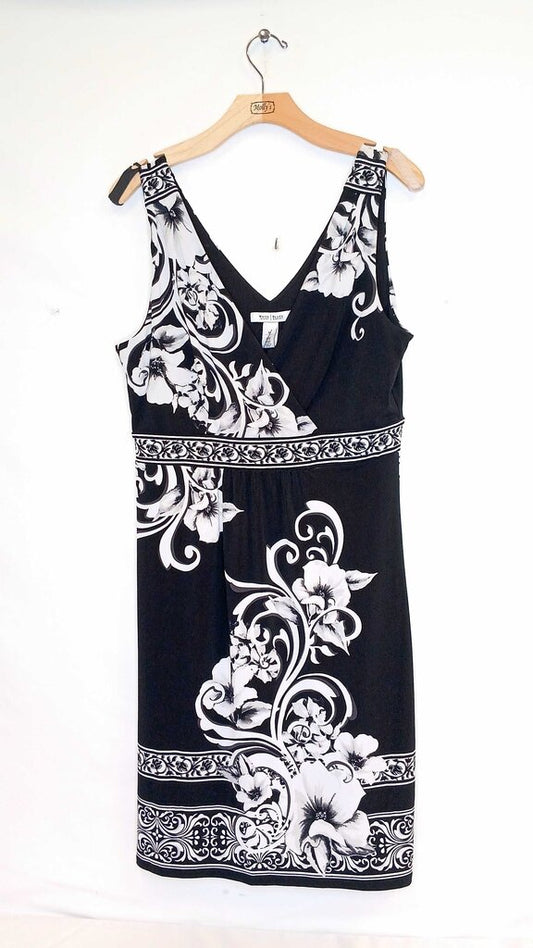 White House Black Market V Neck Dress Floral Short Sleeveless Dress